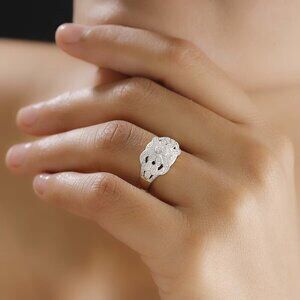 White Diamond Cluster Accent Fancy Ring in18K YG Plating over Brass S6